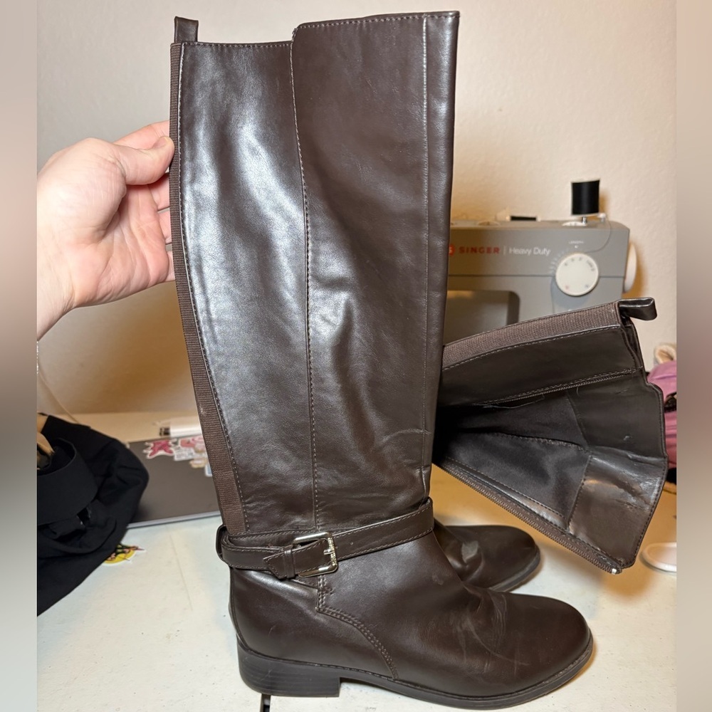 Nine West Knee-High Riding Boots with Buckle Detail